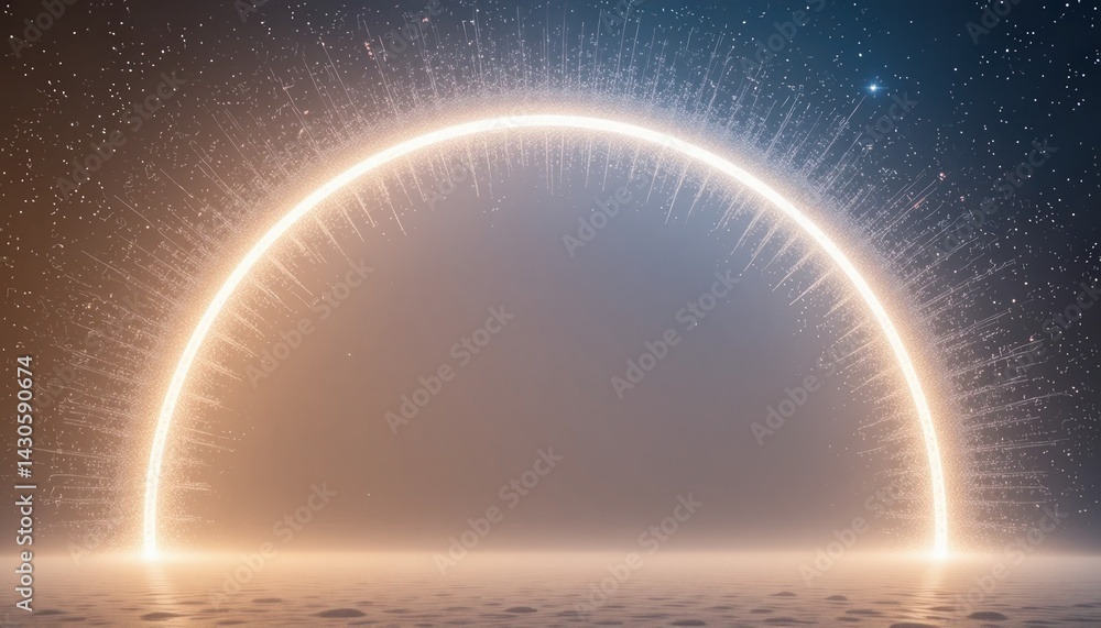 Poster illuminated cosmic archway the universe visual art ethereal environment wide-angle view celestial co