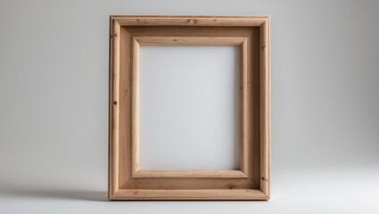 Wooden square frame for vintage photo or picture, ornate mirror border on white background