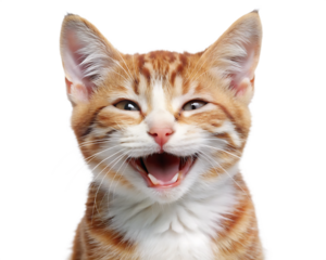 happy and cute cat laughing isolated on white background PNG