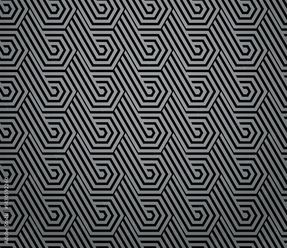 Poster Abstract geometric pattern with stripes, lines. Seamless vector background. Gray and black ornament. Simple lattice graphic design