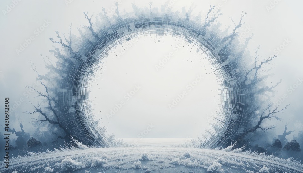 Poster surreal portal creation abstract studio digital art ethereal calm eye-level view conceptual explorat