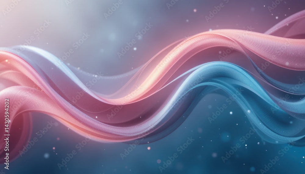 Aufkleber dynamic flowing waves in blue and pink abstract background digital art ethereal environment close-up