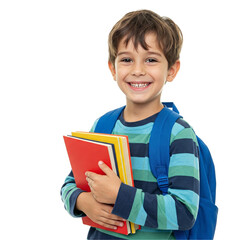 smiling boy with books