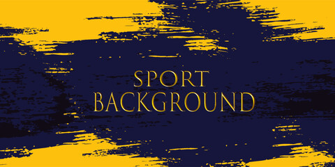 Abstract yellow-blue frame on a dark background. Sporty design in grunge style. Illustration for sports, athletics, training, workout, etc.