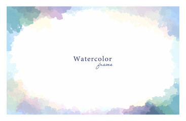 水彩グラデーションフレーム　ブルーパープル