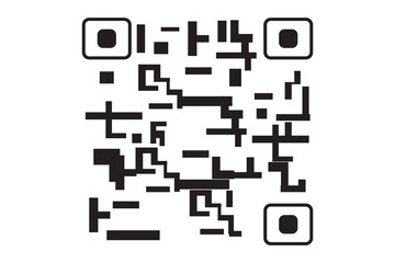 scan icon and QR code on white background, vector illustration.