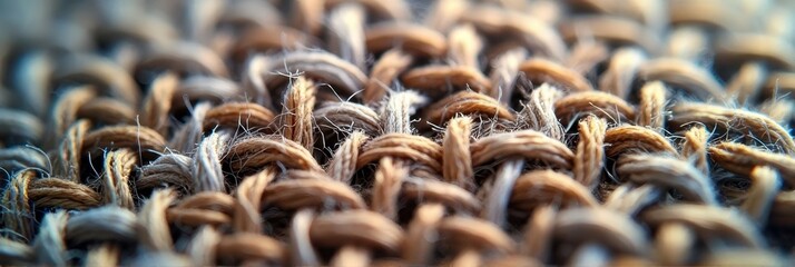 Close-up of textured brown and beige woven fabric with detailed fibers