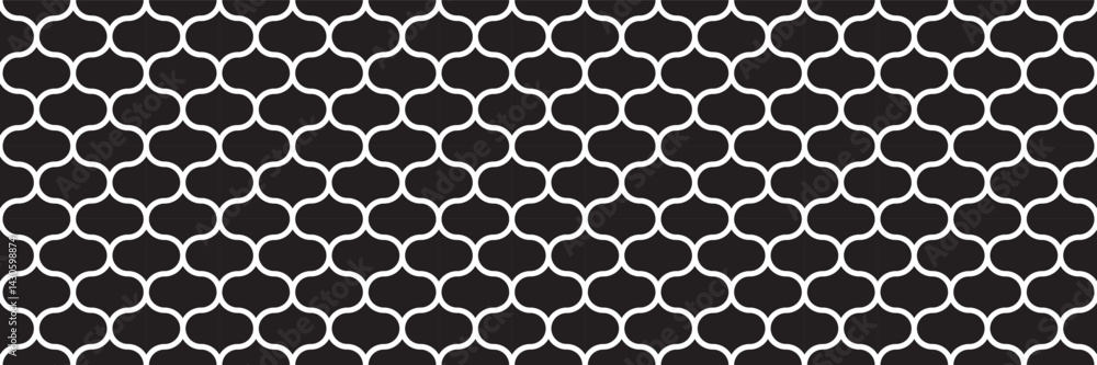 Poster horizontal outline trendy black and white geometric shapes design for pattern and background.