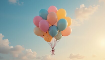 Fototapeta premium Joyful celebration of colorful balloons in a bright sky inspiring happiness and wonder