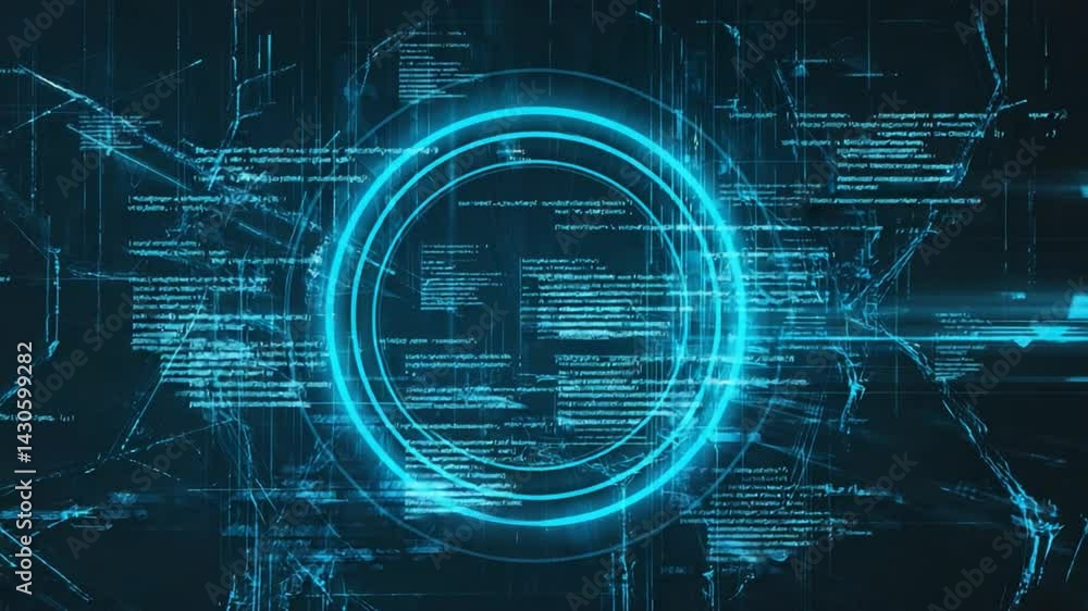 Poster digital code interface with glowing rings.