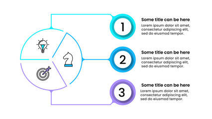 Infographic template. Pie chart with 3 steps and icons