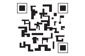 scan icon and QR code on white background, vector illustration.