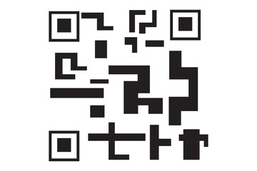 scan icon and QR code on white background, vector illustration.