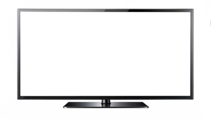 mockup of a large modern black TV, png file of isolated cutout object with shadow on transparent background. PNG