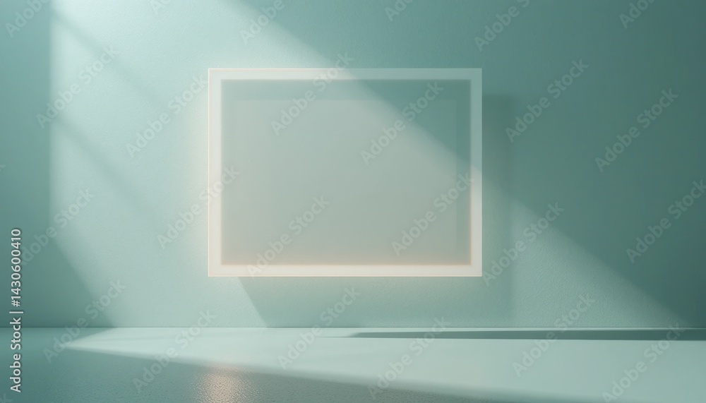 Poster sunlit minimalist room with empty frame modern architecture interior design calm environment aesthet
