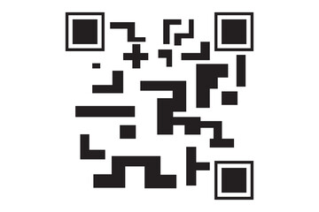 scan icon and QR code on white background, vector illustration.