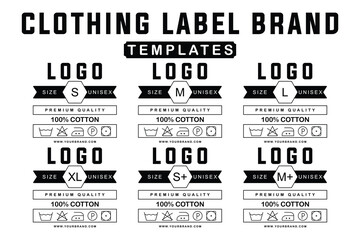 Customizable Clothing Label Design Template. Modern Apparel Tag with Brand, Fabric Composition and Washing Instructions