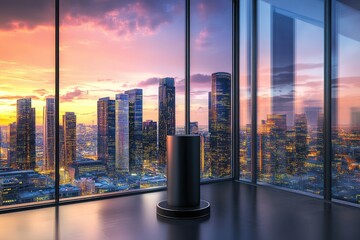Panoramic city view from modern office