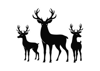 graphic-black-silhouettes-of-wild-deers---male--fe.eps