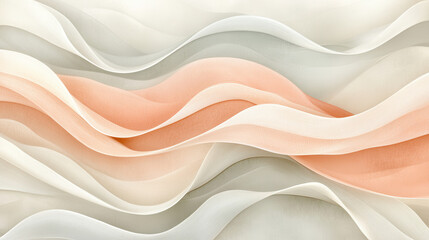 Obraz premium Soft Waves: An elegant arrangement of pastel waves in varying shades of orange, and white, creating a sense of calm, and visual texture.