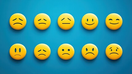 Fototapeta premium Emoticons set. Emoji faces collection. Emojis flat style. Happy and sad emoji. Line smiley face - stock vector.