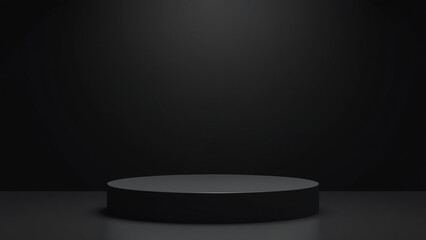 empty black stage circle podium backdrop features futuristic product display sleek modern platform vector style