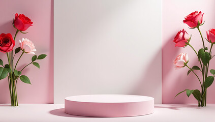 empty podium colorful mother day background mother day place