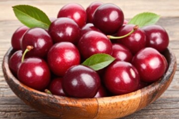 Fresh ripe cherries in a bowl