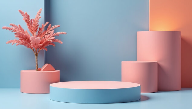 geometric forms background enhance modern empty podium setup ideal product presentations showcasing innovative designs