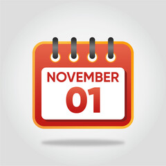 November 1 Calendar Illustration