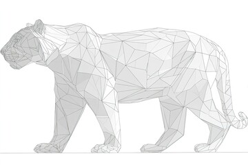 Angry tiger portrait distilled to essential geometric forms - triangles and straight lines create fierce expression through minimalist vector-style illustration with intentional negative space.