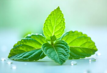 Fresh mint close up on white