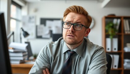 Fototapeta premium Thoughtful businessman pondering