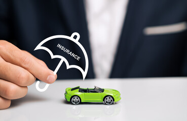 Protection Concept for Vehicle with Model Car and Umbrella Symbol