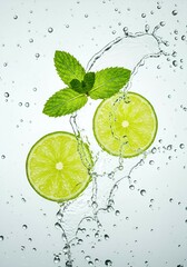 Refreshing Lime and Mint Splash A Vibrant Summer Drink Photo
