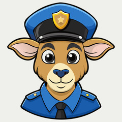 Young goat policeman in uniform.