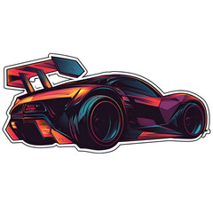 Naklejka premium Cyberpunk car creation neon city sticker design urban environment side view futuristic concept