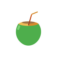 Coconut Drink with Straw isolated on transparent background