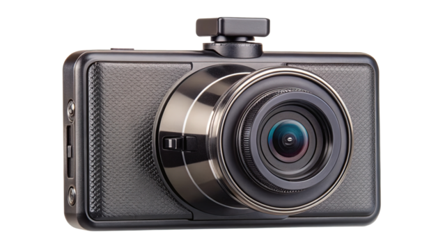 Closeup of a sleek and modern dash camera with advanced features