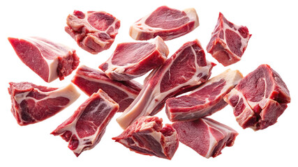 Studio shot of an assortment of raw lamb chops, ready to be cooked