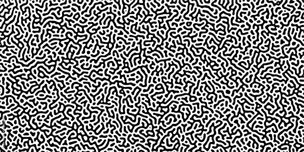 Poster organic seamless patterns with rounded lines diffusion reaction background. monochrome background of