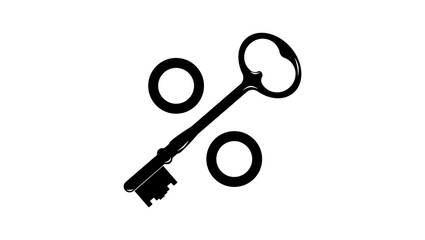 key rate symbol, black isolated silhouette