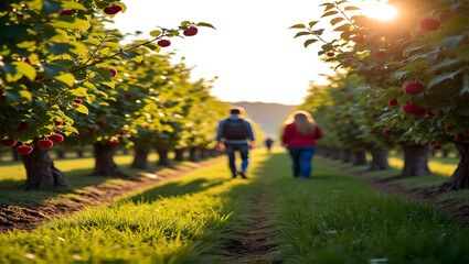 Obraz premium Picturesque orchard with berry picking experiences