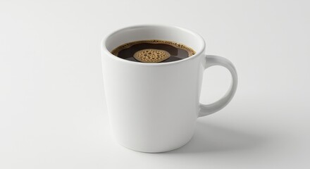 Serving of Dark Coffee in Plain White Mug on White