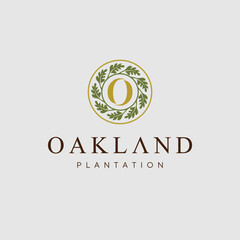 Initial Letter O with Circle Oak leaf Logo Design Template Inspiration