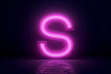 Naklejka premium Neon-glow letter S with chrome details on a dark contrasting background with vibrant accents