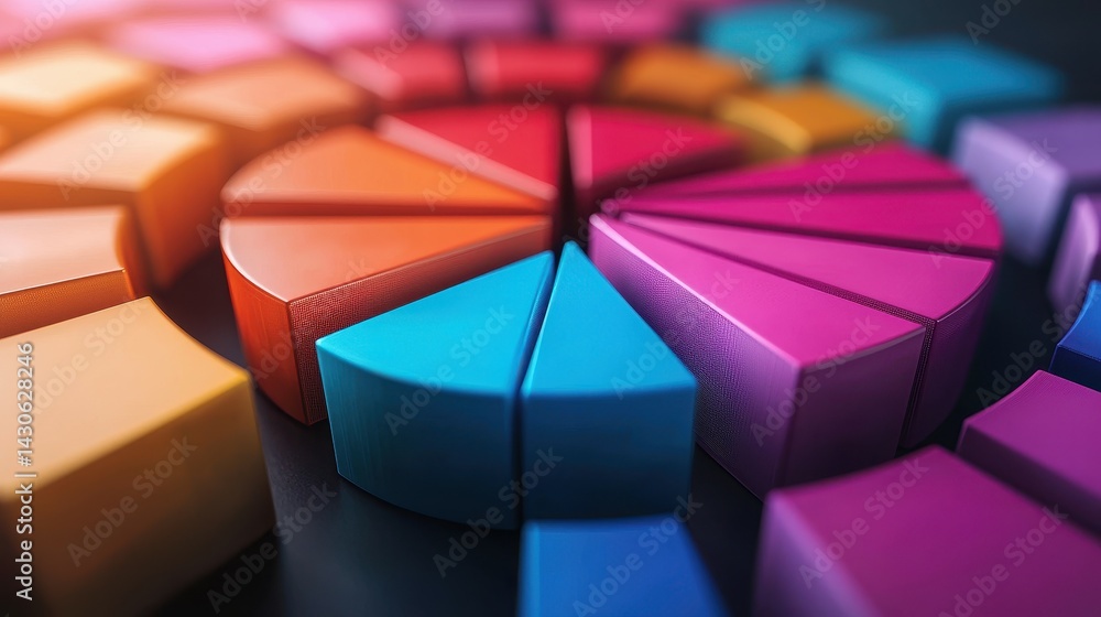 Aufkleber colorful geometric shapes arranged in circular patterns on a dark surface.