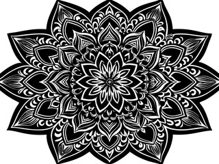 Here are a few options for your image description, keeping it concise and without a colon:

Black and white floral lace ornament, timeless elegance

Monochromatic flower and lace design with elegant f