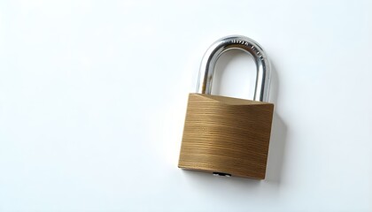 Fototapeta premium Metal padlock on white background