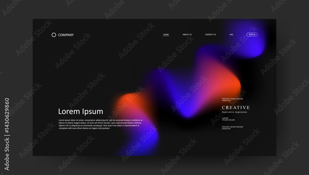 Poster abstract wave futuristic design of landing page. retro gradient mesh website design